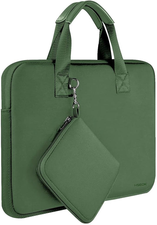 Hseok Laptop Sleeve 13.3-14 inch Case with Small Pouch, Neoprene Computer Bag Compatible with MacBook Neo/Pro 14 M5/M4/M3/M2/M1, Mac Air/Pro 13.3, XPS 14 and Most 13-14 inch Notebooks,Olive Green