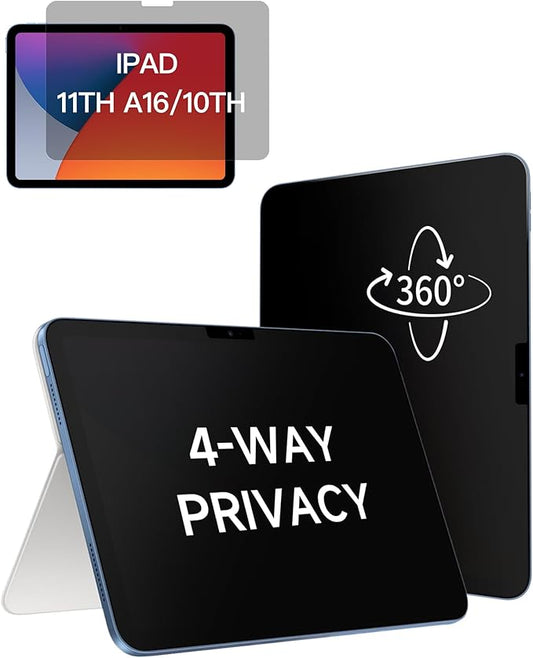 IPROKKO 360° Privacy Matte Screen Protector for iPad A16 11th 11-inch (2025) & 10th Generation 10.9-inch (2022) , 4-Way Anti Spy Glare Blue Light Tablet Filter [Compatible with Apple Pencil & Face ID, Easy Install]