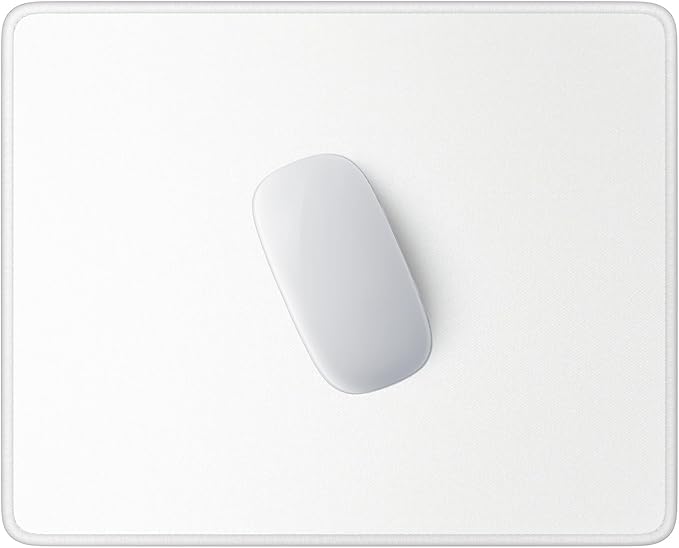 Hsurbtra Mouse Pad, Premium-Textured Square Mousepad 10.2 x 8.3 Inch, Stitched Edge Anti-Slip Waterproof Rubber Pretty Cute Computer Mat for Office Gaming Laptop Women Kids Ivory White