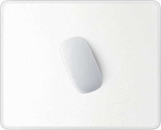 Hsurbtra Mouse Pad, Premium-Textured Square Mousepad 10.2 x 8.3 Inch, Stitched Edge Anti-Slip Waterproof Rubber Pretty Cute Computer Mat for Office Gaming Laptop Women Kids Ivory White