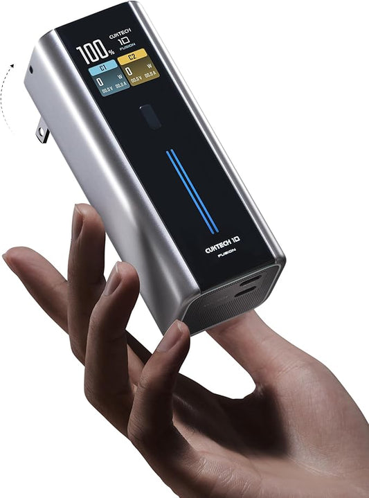 CUKTECH 10 Fusion 9000mAh Power Bank with 65W Wall Charger, Portable Charger with Smart Display, Power Adapter with Dual USB-C Ports, Fast Charging for MacBook, iPhone 17/16 Series, Galaxy, Pixel