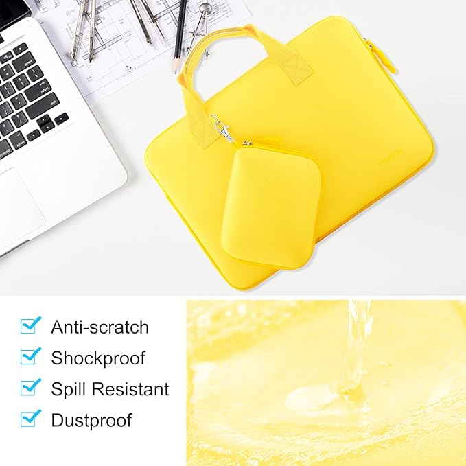 Hseok Laptop Sleeve 13.3-14 inch Case with Small Pouch, Neoprene Computer Bag Compatible with MacBook Neo/Pro 14 M5/M4/M3/M2/M1, Mac Air/Pro 13.3, XPS 14 and Most 13-14 inch Notebooks,Y02L01