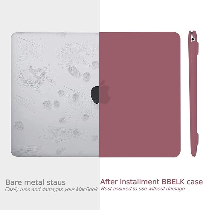 B BELK Compatible with MacBook Air 13 inch Case 2022 2021 2020 2019 2018 A2337 M1 A2179 A1932, Matte Plastic Hard Shell+ Keyboard Cover+Screen Protector for MacBook Air 13.3 inch Case, Tea Petal Pink