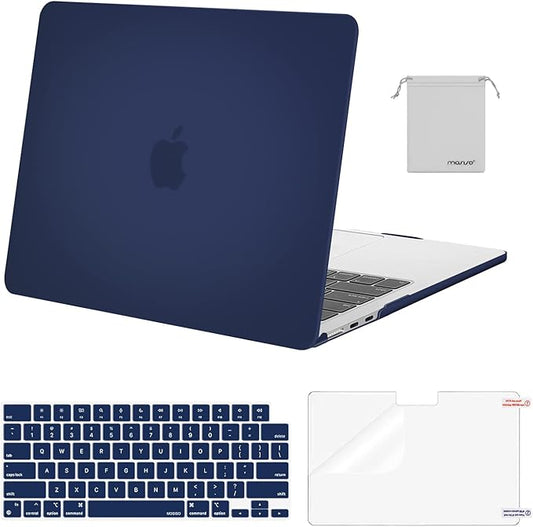 MOSISO Compatible with MacBook Air 13 inch Case M5 2026 M4 2025 M3 M2 2024-2022 A3449 A3240 A3113 A2681,Hard Shell&Keyboard Cover&Screen Film&Pouch for MacBook Air 13.6 inch Case, Navy Blue