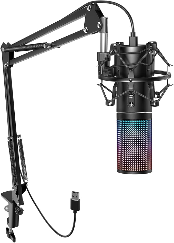 TONOR USB Podcast Microphone, Gaming PC Studio Streaming Mic Kit for Gamer, Recording Condenser Equipment Cardioid Microfono for Singing, YouTube, 200 cm/78inch Cable, with Adjustable Arm Stand, Q9S