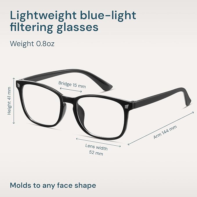 Gaoye Matte Black Blue Light Glasses for Computer & Gaming - Anti UV Ray Lenses, Scratch-Resistant & Comfort Fit