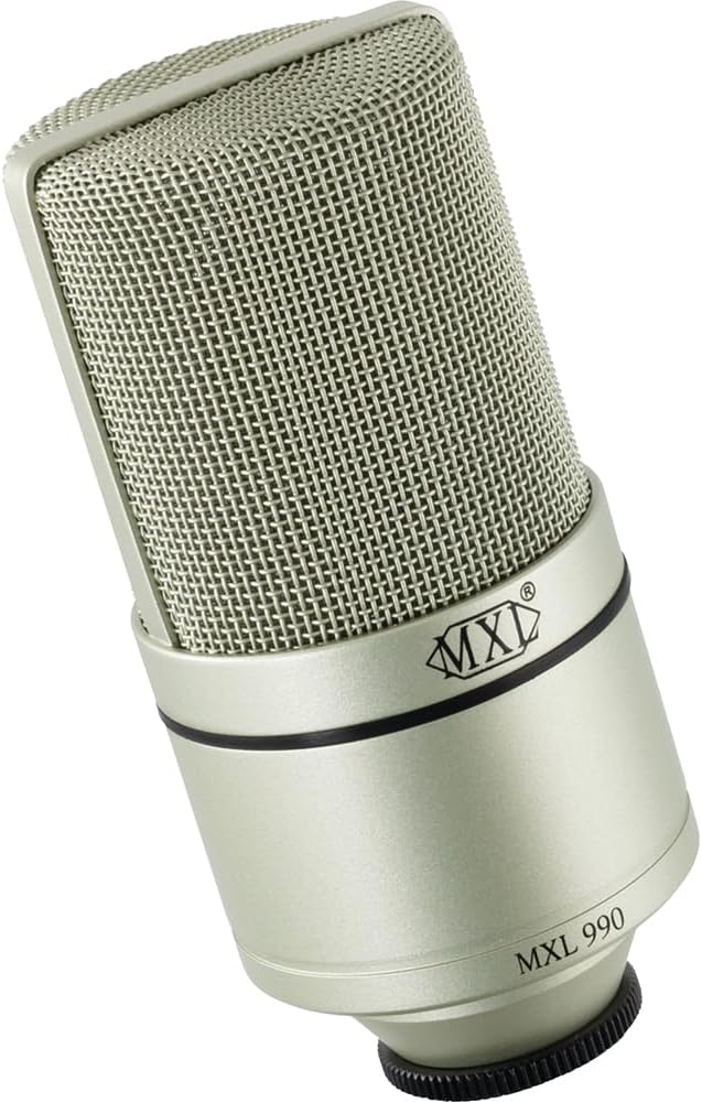 MXL 990 Condenser Microphone for Podcasting, Singing, Home Studio Recording, Gaming & Streaming | Detailed Sound | XLR | Large Diaphragm (Champagne)