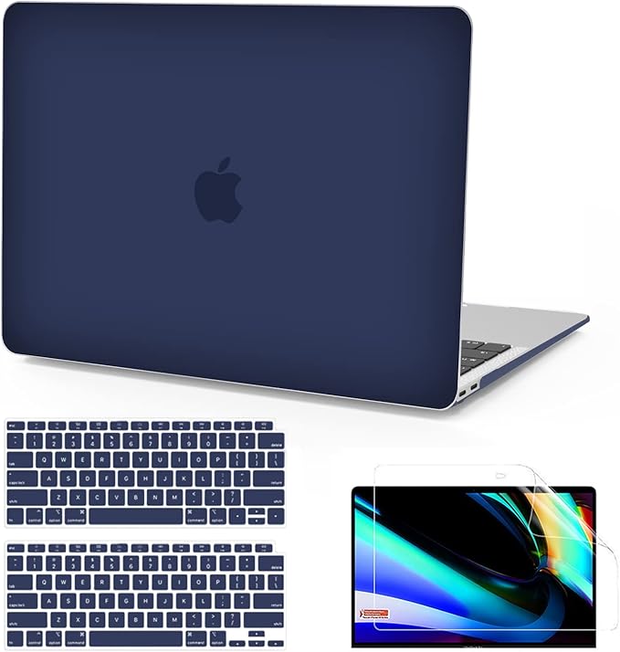 B BELK Compatible with MacBook Air 13 inch Case 2022 2021 2020 2019 2018 A2337 M1 A2179 A1932 Touch ID,Matte Plastic Hard Shell+Keyboard Cover+Screen Protector for MacBook Air 13.3 inch Case,Navy Blue