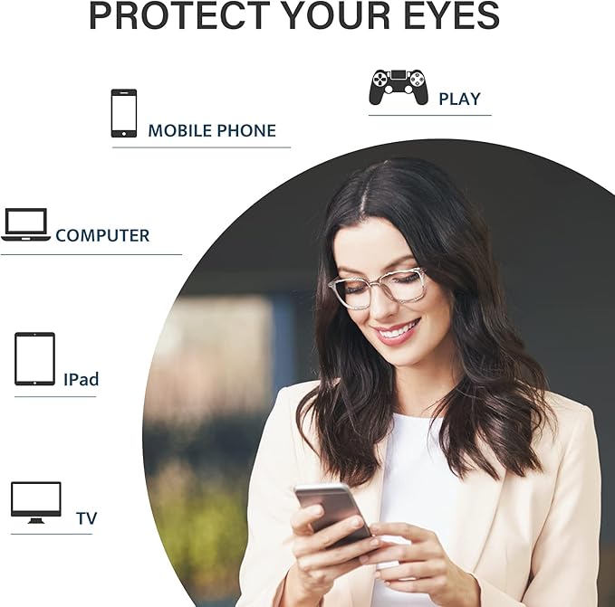 Cyxus Blue Light Blocking Glasses for Men and Women, Ultra Lightweight TR90 Metal Frame Computer Glasses for Gaming, Office, Reading, Digital Screen Protection 8208T34