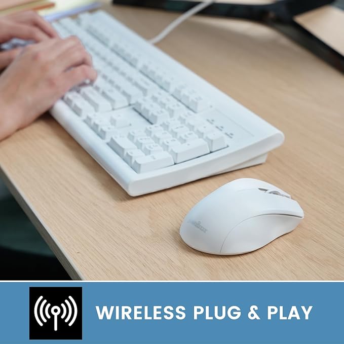 Perixx PERIMICE-621W Wireless Mouse - Silent Click with Ergo Design - Compatible for Desktop and Laptop PC - Wireless 2.4 GHz - White