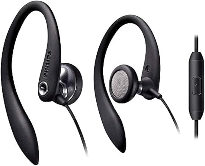 PHILIPS Over The Ear Sport Earbuds with Mic, Earphones for Sports, Running and Gym