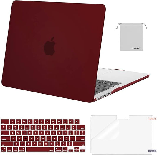 MOSISO Compatible with MacBook Air 13 inch Case M5 2026 M4 2025 M3 M2 2024-2022 A3449 A3240 A3113 A2681,Hard Shell&Keyboard Cover&Screen Film&Pouch for MacBook Air 13.6 inch Case, Burgundy
