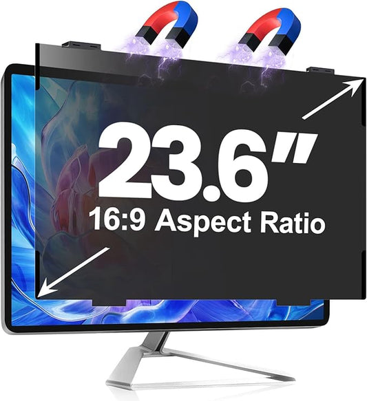 Computer Privacy Screen 23.6 Inch Magnetic, Removable Hanging Privacy Shield for frameless Monitor 16:9 Widescreen, Anti Blue Light, Anti-Glare Protector