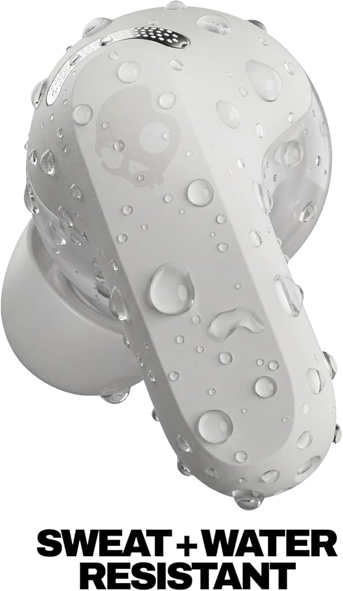 Skullcandy Rail ANC Wireless Earbuds, Bluetooth Headphones, Active Noise Cancelling, Up to 38 Hours Battery, Microphone for iPhone Android, Customizable via Skull-iQ App - Bone