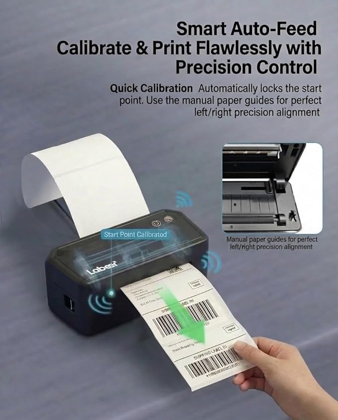 Labeer Bluetooth Thermal Label Printer, 4x6 Wireless Label Printer for Shipping Packages, Small Business Office or Home, Compatible with Windows, Mac, Android, iOS, Shopify, Ebay, Etsy, UPS