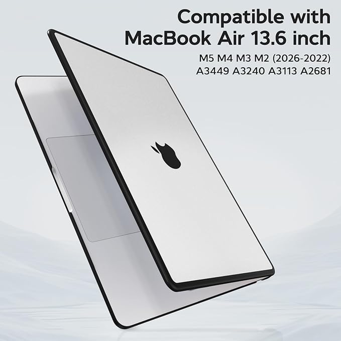 B BELK Compatible with MacBook Air 13 inch Case M5 2026 2025 2024-2022 M4 M3 M2 A3449 A3240 A3113 A2681, [Anti-Cracking] Soft TPU Bumper+Keyboard Cover for MacBook Air 13.6 inch Case, Frost Clear