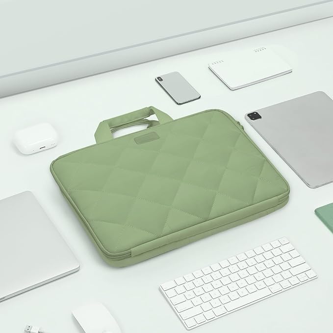MOSISO 360 Protective Laptop Shoulder Bag, 15-15.6 inch Double Layer Fluffy Padded Laptop Bag with Anti-theft Zipper Compatible with MacBook Pro 16 inch, HP, Dell, Lenovo, Asus Notebook, Antique Green