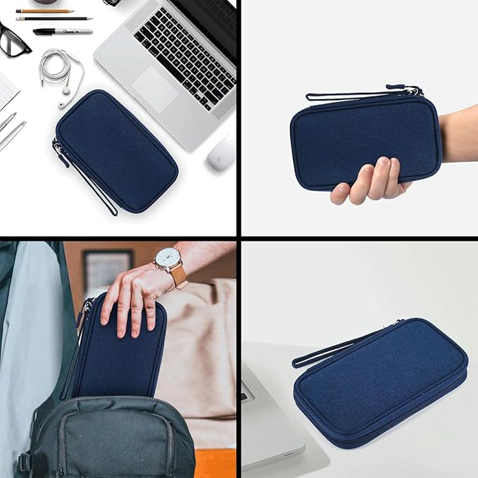 Electronic Organizer Travel Cable Accessories Case, Organizer Bag, Accessories Pouch for Cable, USB, Cord, Charger, Phone, Power Bank, Earphone (Navy Blue)