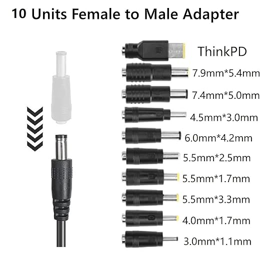 Starlink mini USB C Power Cord, Starlink mini Accessories USB C Input to DC 20V Output Power Cable with 10 Connector Converter Tips, Work with 65W+ PD Power Bank (3.3FT)