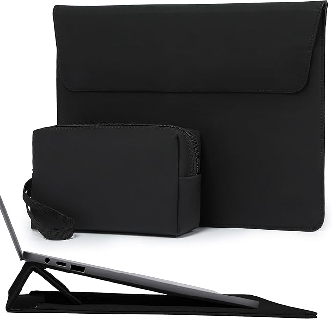 HYZUO 15 Inch Laptop Sleeve Case Bag with Adjustable Stand Feature for MacBook Air 15 M5 A3448 M4 A3241 M3 A3114 M2 A2941 2026-2023, MacBook Pro 15, 15" Surface Laptop 7/6/5/4, Black