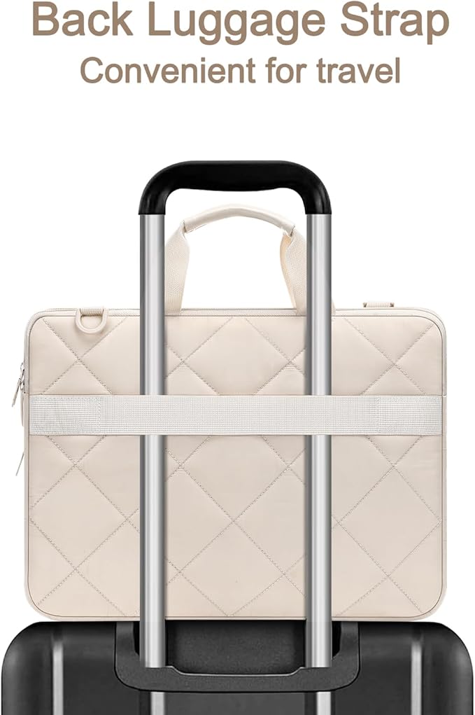 MOSISO 360 Protective Laptop Shoulder Bag, 15-15.6 inch Double Layer Fluffy Padded Laptop Bag with Anti-theft Zipper Compatible with MacBook Pro 16 inch, HP, Dell, Lenovo, Asus Notebook, Sand