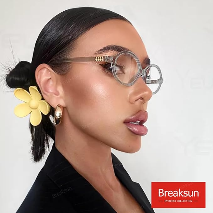 Breaksun Fashion Oval Glasses for Women Men Retro Round Tortoise Frame Blue Light Glasses Nerd Eyeglasses