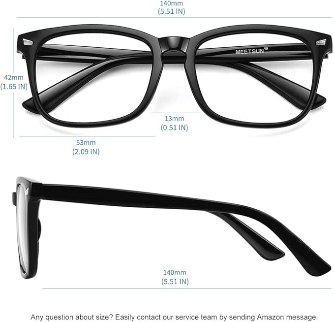 MEETSUN Blue Light Blocking Glasses Women Men, Anti Eye Strain Headache (Sleep Better),Computer Glasses UV400 Lens (T1 Black-Transparent Lens)