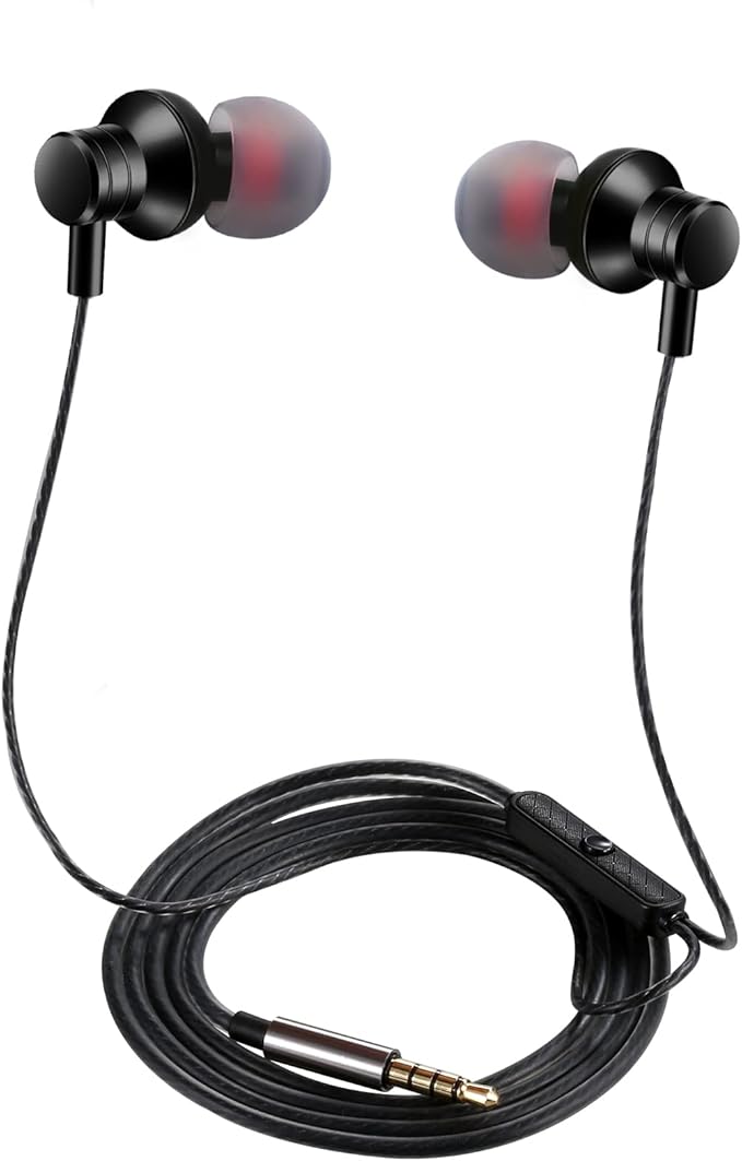 Wired Earbuds Headphones with Microphone Stereo Bass Earphones Noise Isolation in-Ear Headset Compatible with All Smartphones Tablets iPod IPad MP3 Player That with 3.5 mm Interface(Black)