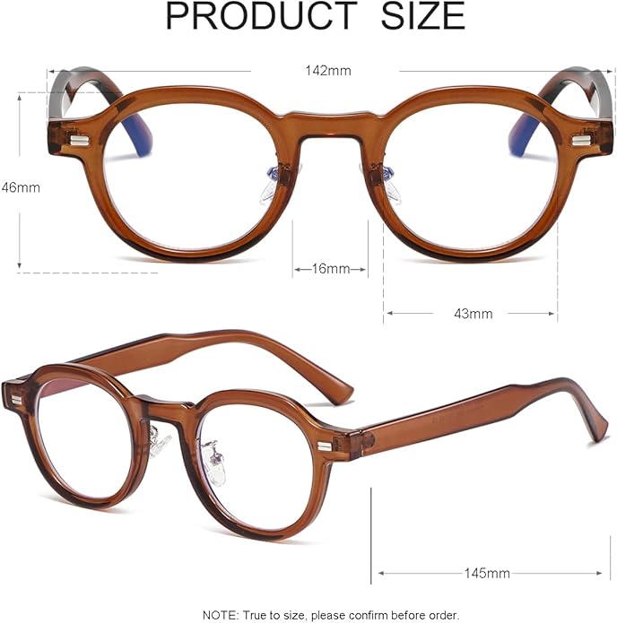 JOVAKIT Trendy Round Blue Light Blocking Glasses for Women Men Retro Vintage Circle Style Non-prescription Computer Glasses