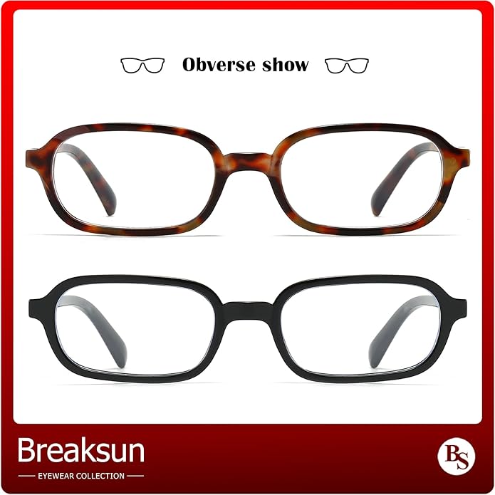 Breaksun Retro Rectangle Glasses for Women Men Small Square Blue Light Blocking Glasses Vintage Eyeglasses