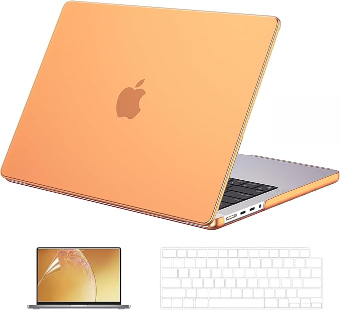 EooCoo Case Compatible with MacBook Pro 14 inch M5 2026-2021 M4 M3 M2 M1 Pro/Max Chip, Official Color-Matched Armor, Frosted Hard Shell Case with Keyboard Cover, Screen Protector - Matte Cosmic Orange