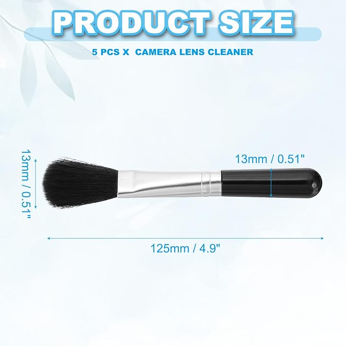 PATIKIL Camera Dusting Brush, Multifunction Cleaning Brush Keyboard Lens Cleaning Pen Screen Lens Cleaner for Vinyl Records, LP Scan, SLR & Computer Screens,5 Pcs Black - Image 2