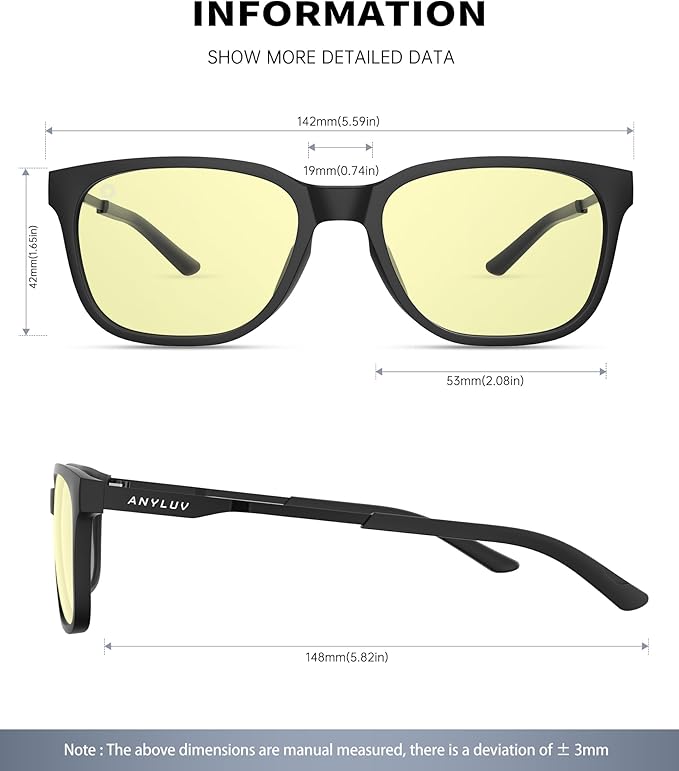 ANYLUV Blue Light Glasses for Men, Lightweight Computer Gaming Glasses, Stylish Anti Eyestrain Blue Light Blocking Men