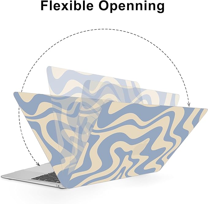 AKIT Compatible with MacBook Air 13 Inch Case 2022-2020 2019 2018 M1 A2337 A2179 A1932, Uniqu Pattern Laptop Hard Shell Case+Screen Protector+Keyboard Cover for MacBook Air 13.3 Inch 2020, Blue Wave