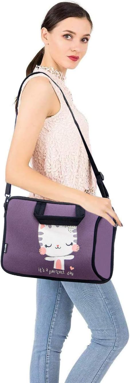 RICHEN 11 11.6 12 12.5 13 inches Case Laptop/Chromebook/Notebook PC Tablet Travel Case Neoprene Handle Sleeve with Shoulder (11-13.3 inch, Cute Cat)
