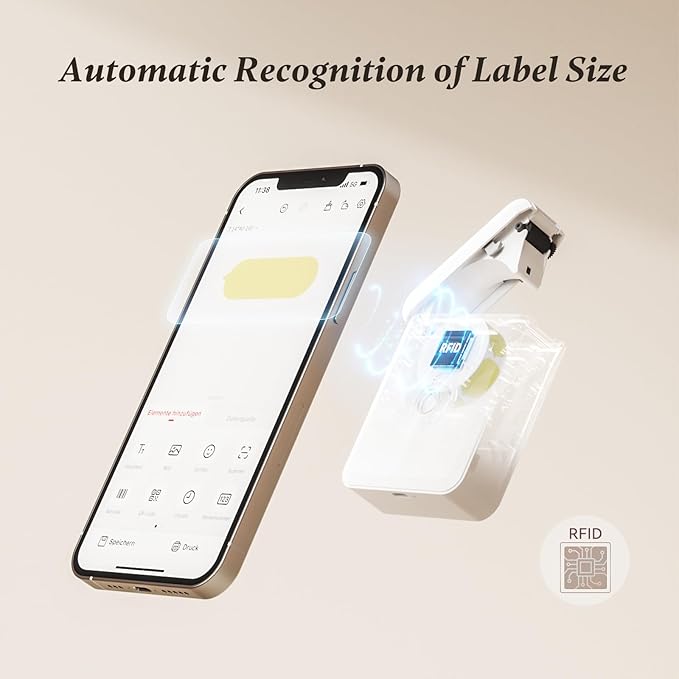 NIIMBOT Label Maker Machine Bluetooth Label Printer for School Home Office Organization, Wireless Mini Labeler D110 Upgraded Version, Label Machine with 3 Label Tapes, White