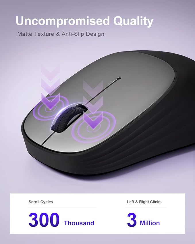 Wireless Mouse Bluetooth Mouse, 1600 DPI Optical Tracking, 3 Adjustable DPI, Compact and Portable Design for Small Hands PC, Mac, 12-Month Battery Life for Work or Travel