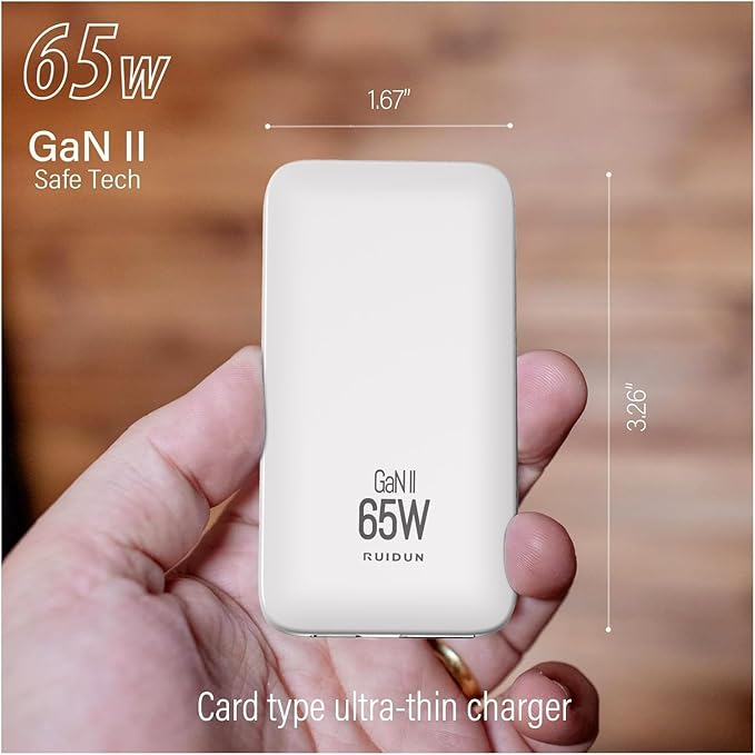 65W Slim GaN USB C Charger Block, Foladable Fast Travel Charger with UK/EU/AU 3 Plugs, 2-Port International Power Adapter for MacBook Air/Pro, iPhone 17/16/15, iPad, Galaxy S25/S24, (2026 New)