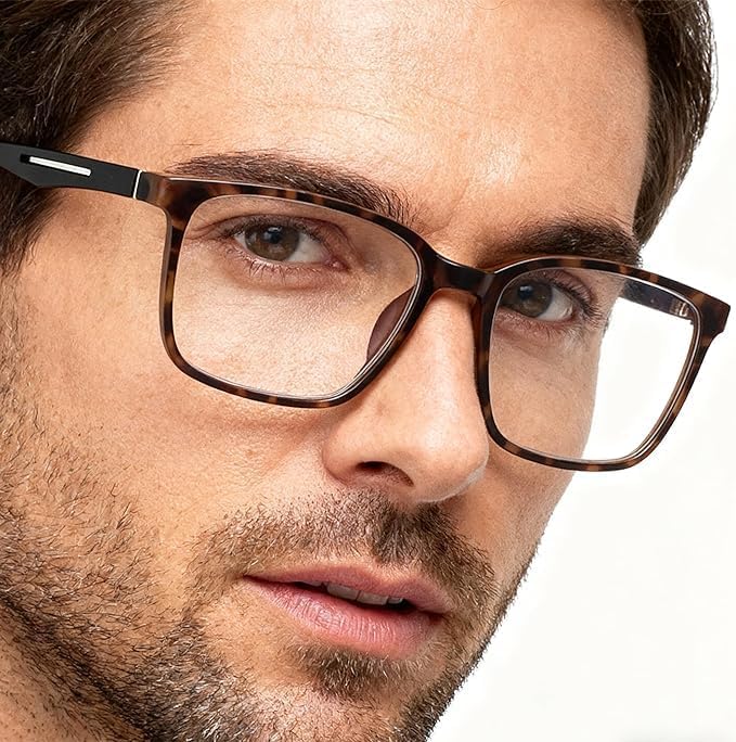 BLUEMOKY Blue Light Reading Glasses for Men???Sport Square Frame Readers, Anti Glare Computer Glasses