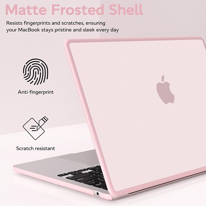 B BELK Compatible with MacBook Air 13 inch Case M5 2026 2025 2024 2023 2022 M4 M3 M2 A3449 A3240 A3113 A2681, [Anti-Cracking] Soft TPU Bumper+Keyboard Cover for MacBook Air 13.6 inch Case, Baby Pink