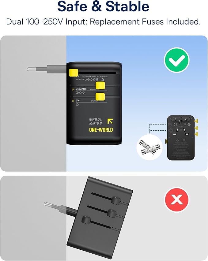 Baseus 70W Universal Travel Adapter & 45W Power Bank Built in USB-C Cable