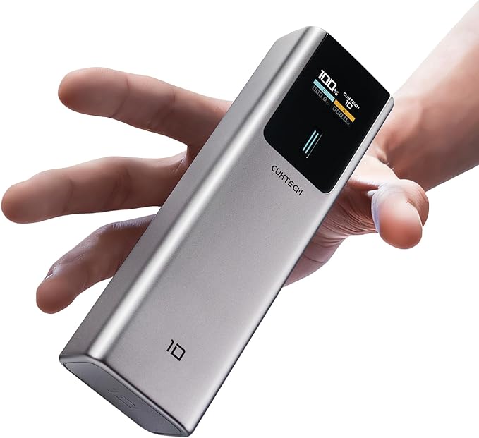 CUKTECH 10 Power Bank 10000mAh(4S1P), 100W USB C Portable Charger with Smart Display, PD3.0 Fast Charging External Battery Pack for iPhone 16/15/14/13, Samsung, MacBook, Dell, Steam Deck and More