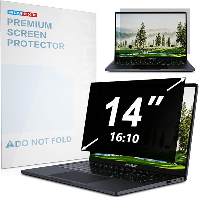 FILMEXT 14 Inch Laptop Privacy Screen Compatible with Lenovo Hp Dell Acer Asus Thinkpad Envy Xps -16:10 Aspect Ratio, Removable computer laptop privacy screen filter anti-blue light Anti Spy Shield