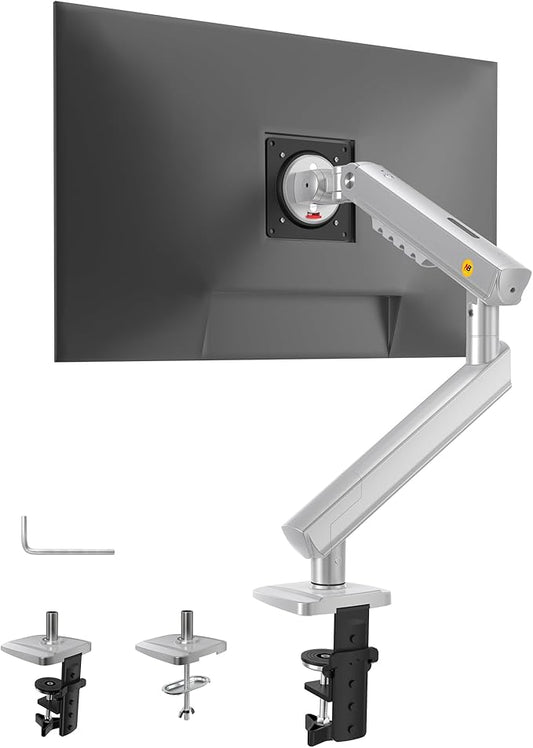 NB Single Computer Monitor Mount, Monitor Stand fits up to 32 Inch, Mechanical Spring Monitor Arm, VESA 75/100 mm, Model-A5 (Silver)