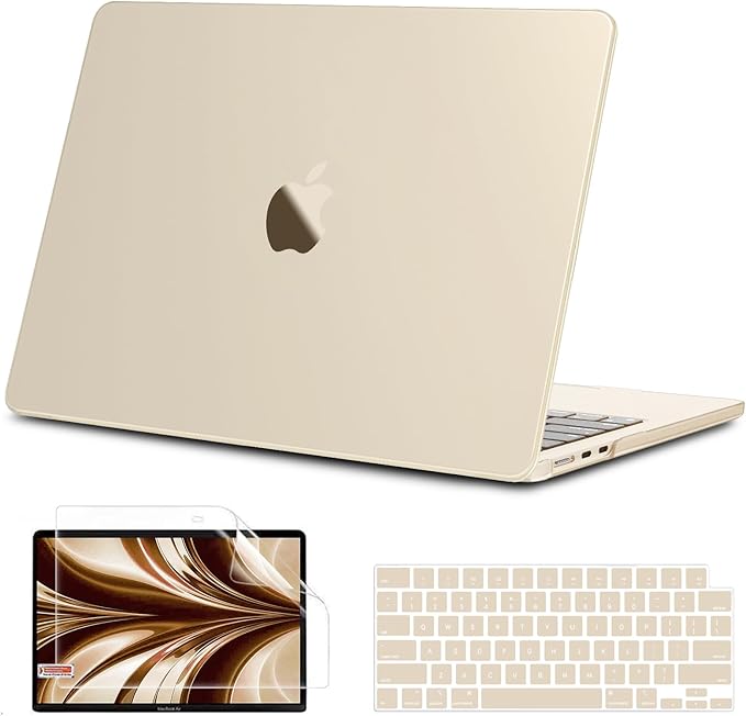 B BELK Compatible with MacBook Air 13 inch Case M5 2026 2025-2022 M4 M3 M2 A3449 A3240 A3113 A2681, [100% Official Color] [Slim Armor] Plastic Hard Shell for MacBook Air 13.6 inch Case,Starlight Clear