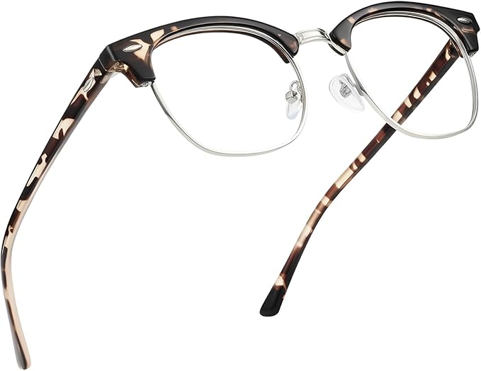 Blue Light Blocking Glasses Vintage Half Frame UV Clear Lens Anti Eyestrain Computer Gaming Glasses for Women Men
