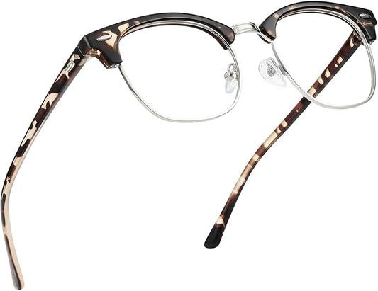 Blue Light Blocking Glasses Vintage Half Frame UV Clear Lens Anti Eyestrain Computer Gaming Glasses for Women Men