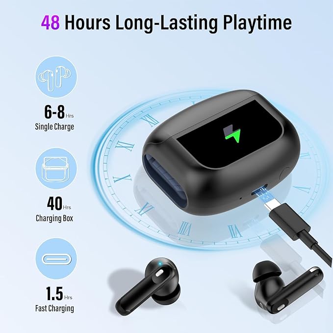 Wireless Earbuds, Bluetooth 5.4 Headphones with Multifunctional Touch Screen, 48H Bass Stereo Ear Buds with ANC/ENC Noise Cancelling/Transparency Mode, IPX7 Earphones with 5 EQ Modes for iOS Android