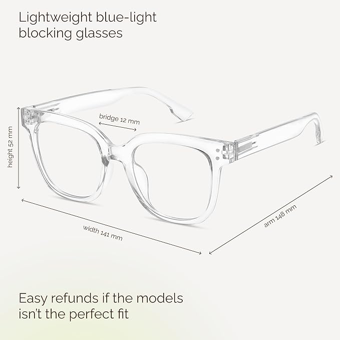 miyya Blue Light Glasses for Women & Men – Oversized UV & Blue Light Blocker Chunky Frames, Stylish Eyewear Accessories