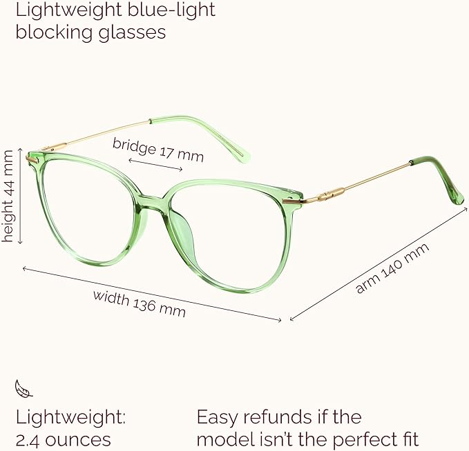 Gaoye Blue Light Blocking Glasses - Trending Round TR90 Frames, Metal Arms, UV400 Protection - Matching Soft Case
